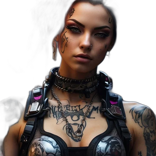 jewelry, face, robot, cyberpunk transparent PNG cut-out