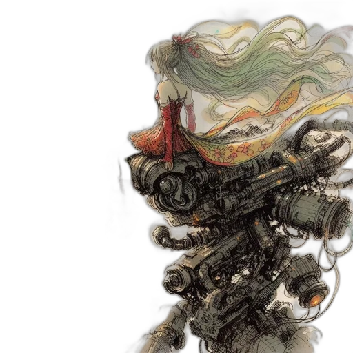 robot, hair, weapon, concept art transparent PNG cut-out