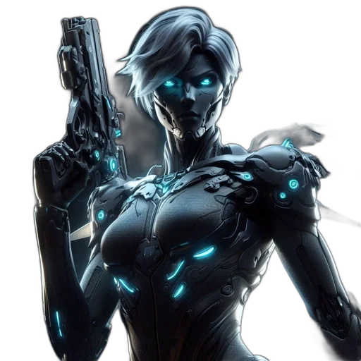 robot, weapon, concept art, cyberpunk transparent PNG cut-out