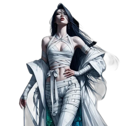 dress, concept art, fantasy art, cyberpunk transparent PNG cut-out