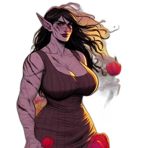 dress, concept art, comic book art, fantasy art transparent PNG cut-out