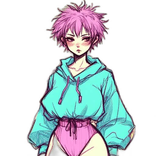 jacket, dress, creature, vaporwave transparent PNG cut-out