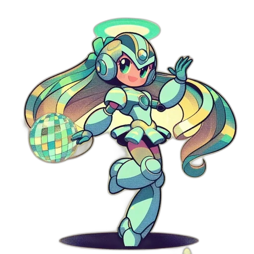 robot, staff, pixel art, concept art transparent PNG cut-out