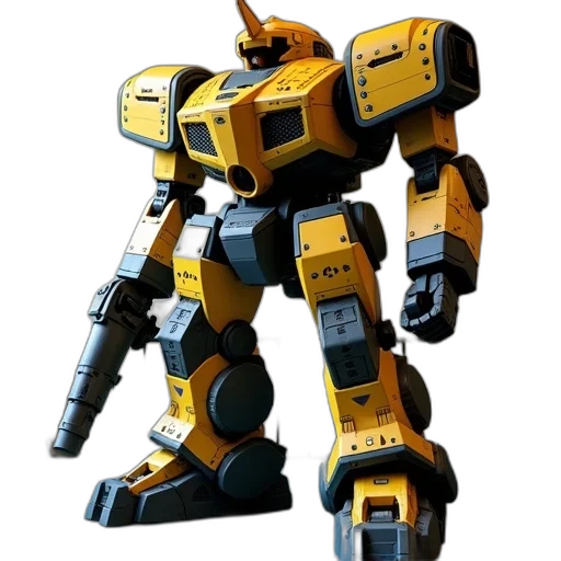 robot, weapon, concept art, 3d render transparent PNG cut-out
