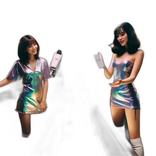 robot, dress, weapon, vaporwave transparent PNG cut-out