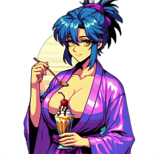 staff, dress, vaporwave, pixel art transparent PNG cut-out
