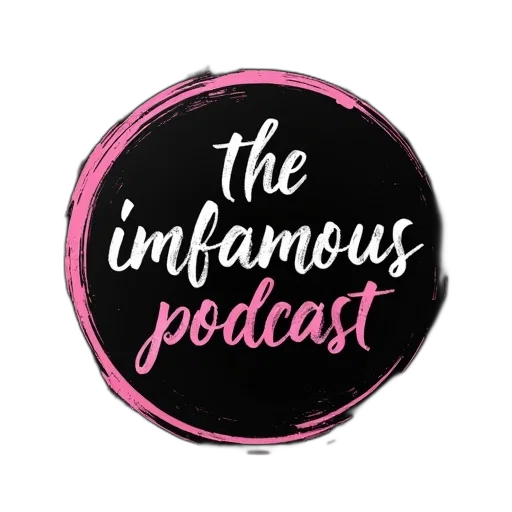infamous, podcast, logo, words transparent PNG cut-out