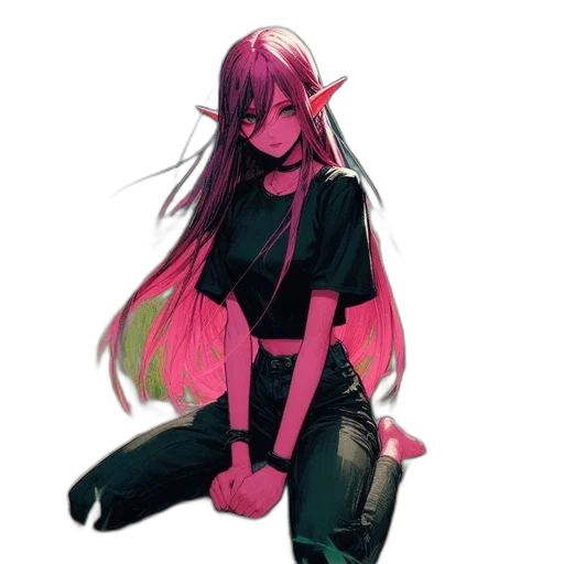 creature, staff, jacket, hair transparent PNG cut-out