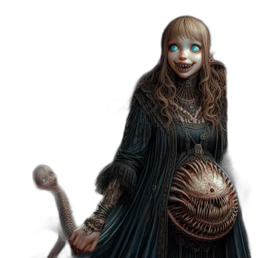 creature, staff, dress, mask transparent PNG cut-out