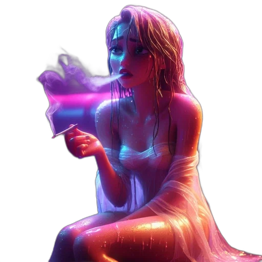 dress, bottle, concept art, vaporwave transparent PNG cut-out