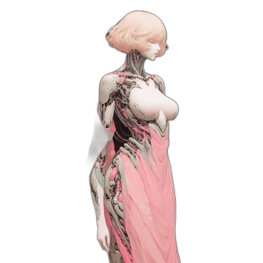 dress, robot, creature, flower transparent PNG cut-out