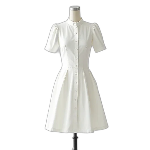 dress, jacket, white, short-sleeved transparent PNG cut-out