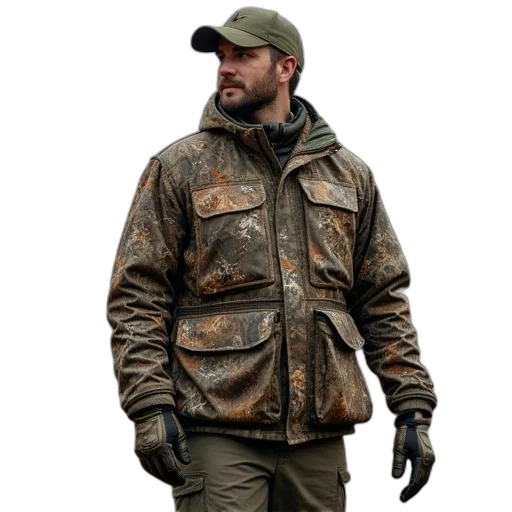 jacket, animal, staff, hat transparent PNG cut-out