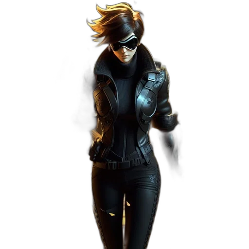 jacket, staff, concept art, cyberpunk transparent PNG cut-out