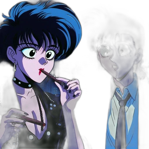 concept art, anime, vaporwave, cartoon transparent PNG cut-out