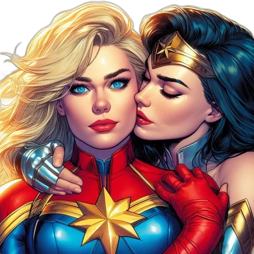comic book art, concept art, two, female transparent PNG cut-out