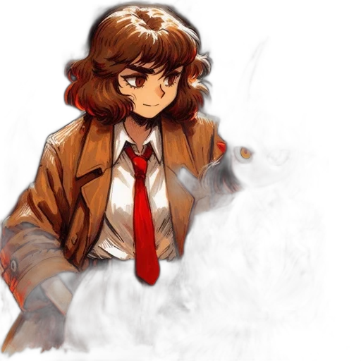jacket, staff, face, creature transparent PNG cut-out