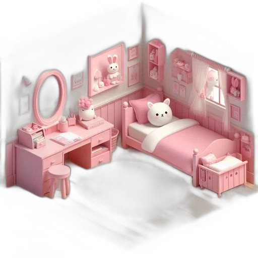 furniture, concept art, 3d render, pixel art transparent PNG cut-out