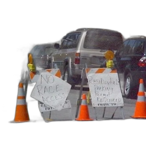 car, robot, sign, street transparent PNG cut-out