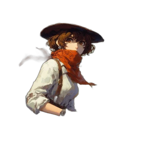 hat, staff, weapon, jacket transparent PNG cut-out