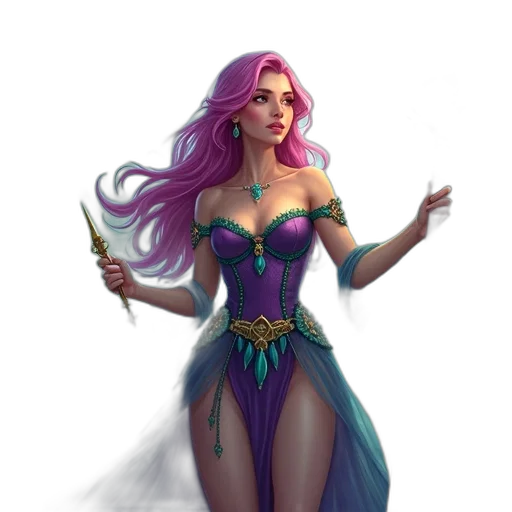 dress, staff, fantasy art, concept art transparent PNG cut-out
