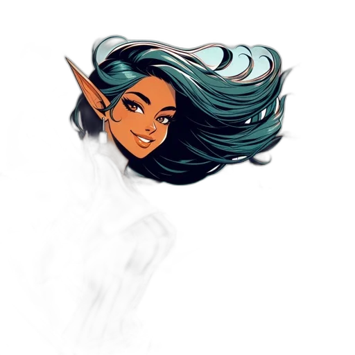 hair, staff, fantasy art, comic book art transparent PNG cut-out