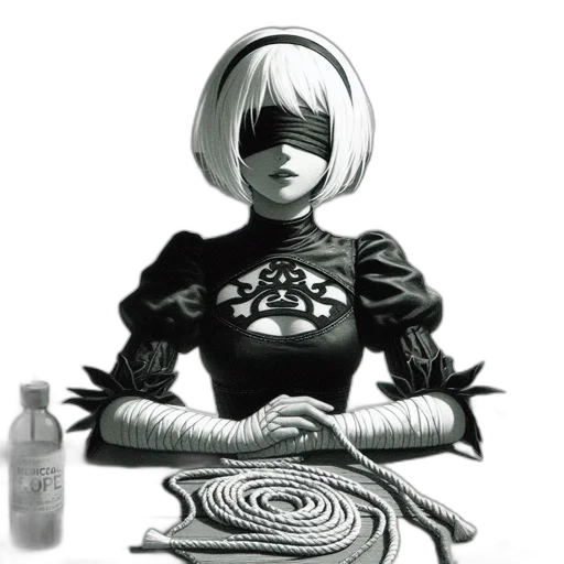 hair, dress, robot, mask transparent PNG cut-out