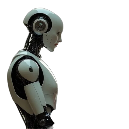 robot, 3d render, cyberpunk, looking transparent PNG cut-out