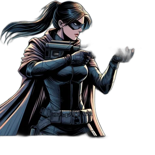 comic book art, concept art, dark, female transparent PNG cut-out