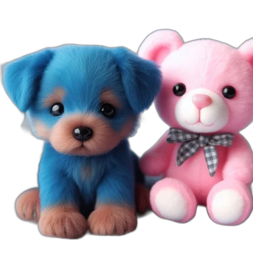 3d render, photorealistic, two, plush transparent PNG cut-out