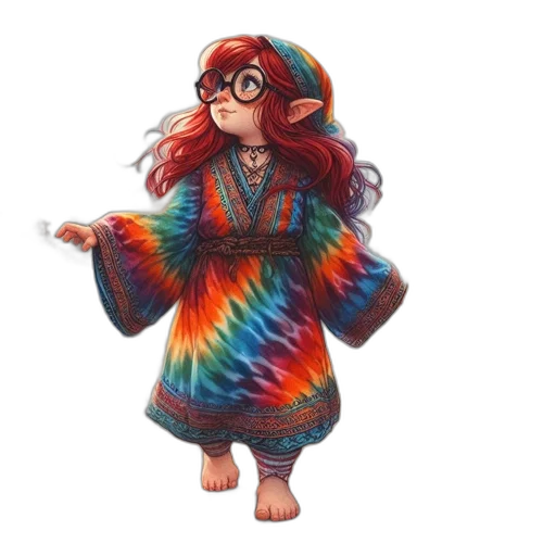 dress, jacket, staff, creature transparent PNG cut-out