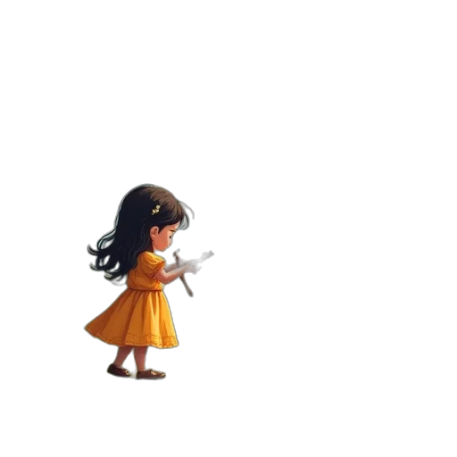 dress, staff, weapon, hair transparent PNG cut-out