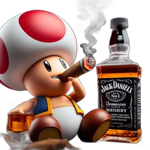 bottle, hat, 3d render, concept art transparent PNG cut-out