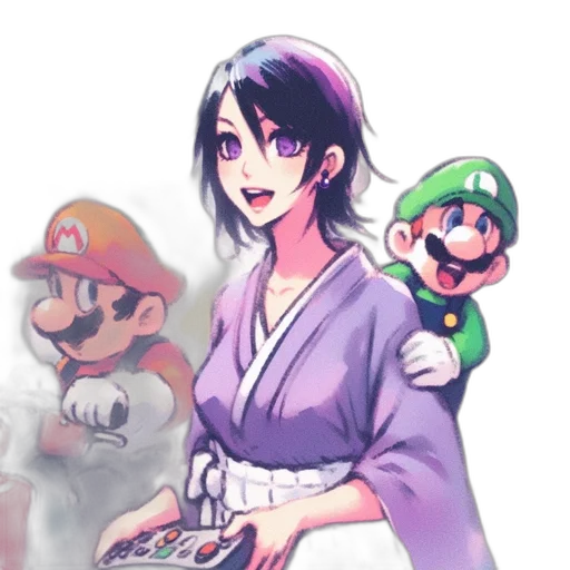 dress, weapon, pixel art, vaporwave transparent PNG cut-out