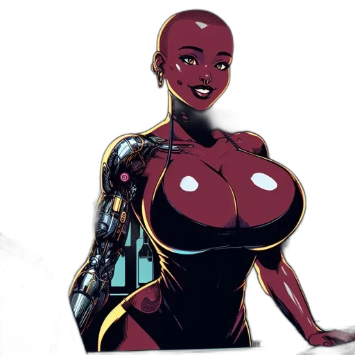 robot, dress, comic book art, concept art transparent PNG cut-out