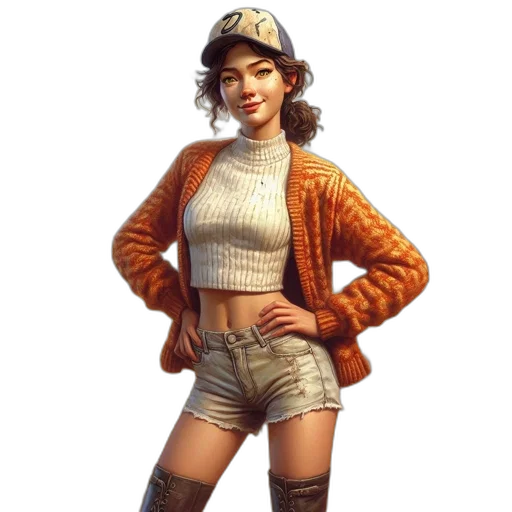 jacket, hat, dress, staff transparent PNG cut-out