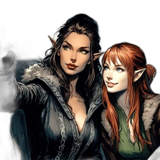 comic book art, fantasy art, concept art, two transparent PNG cut-out