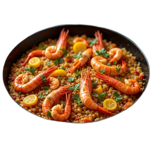 food, seafood, paella, served transparent PNG cut-out