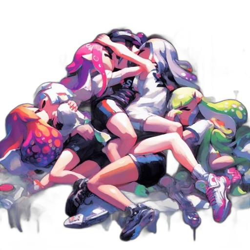 concept art, watercolor, vaporwave, pixel art transparent PNG cut-out