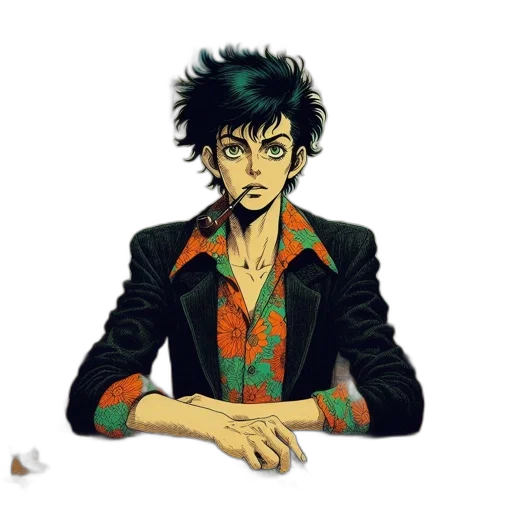 jacket, face, comic book art, concept art transparent PNG cut-out