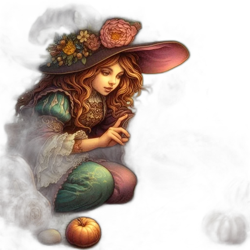 hat, jewelry, staff, dress transparent PNG cut-out