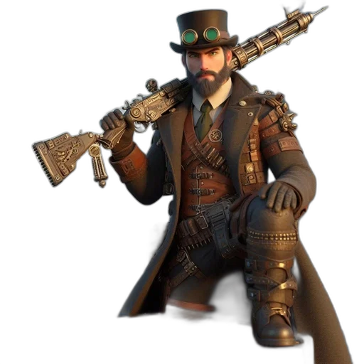 weapon, staff, hat, jacket transparent PNG cut-out