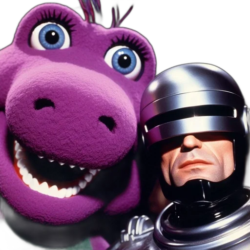 robot, vaporwave, outer space, two transparent PNG cut-out