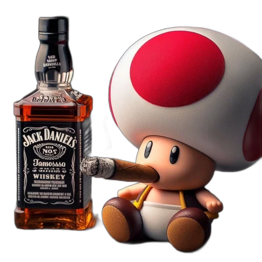 bottle, hat, weapon, 3d render transparent PNG cut-out