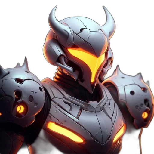 robot, mask, concept art, 3d render transparent PNG cut-out