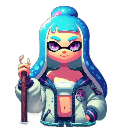 staff, weapon, jacket, pixel art transparent PNG cut-out