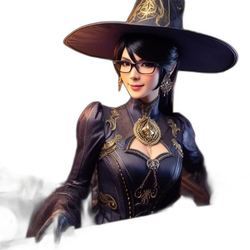 staff, hat, dress, weapon transparent PNG cut-out