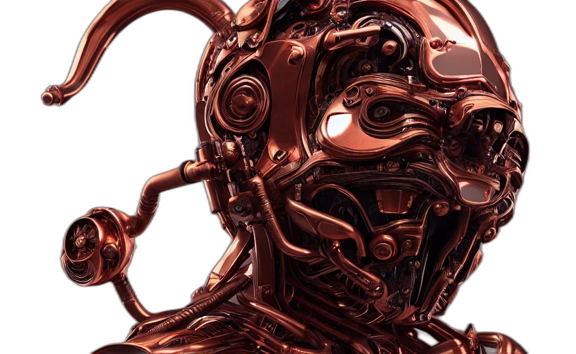 robot, mask, concept art, 3d render transparent PNG cut-out
