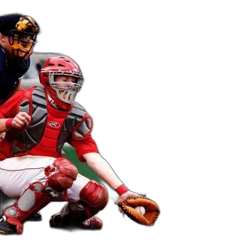baseball, catcher, red, uniform transparent PNG cut-out