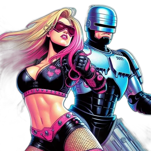 robot, comic book art, concept art, cyberpunk transparent PNG cut-out